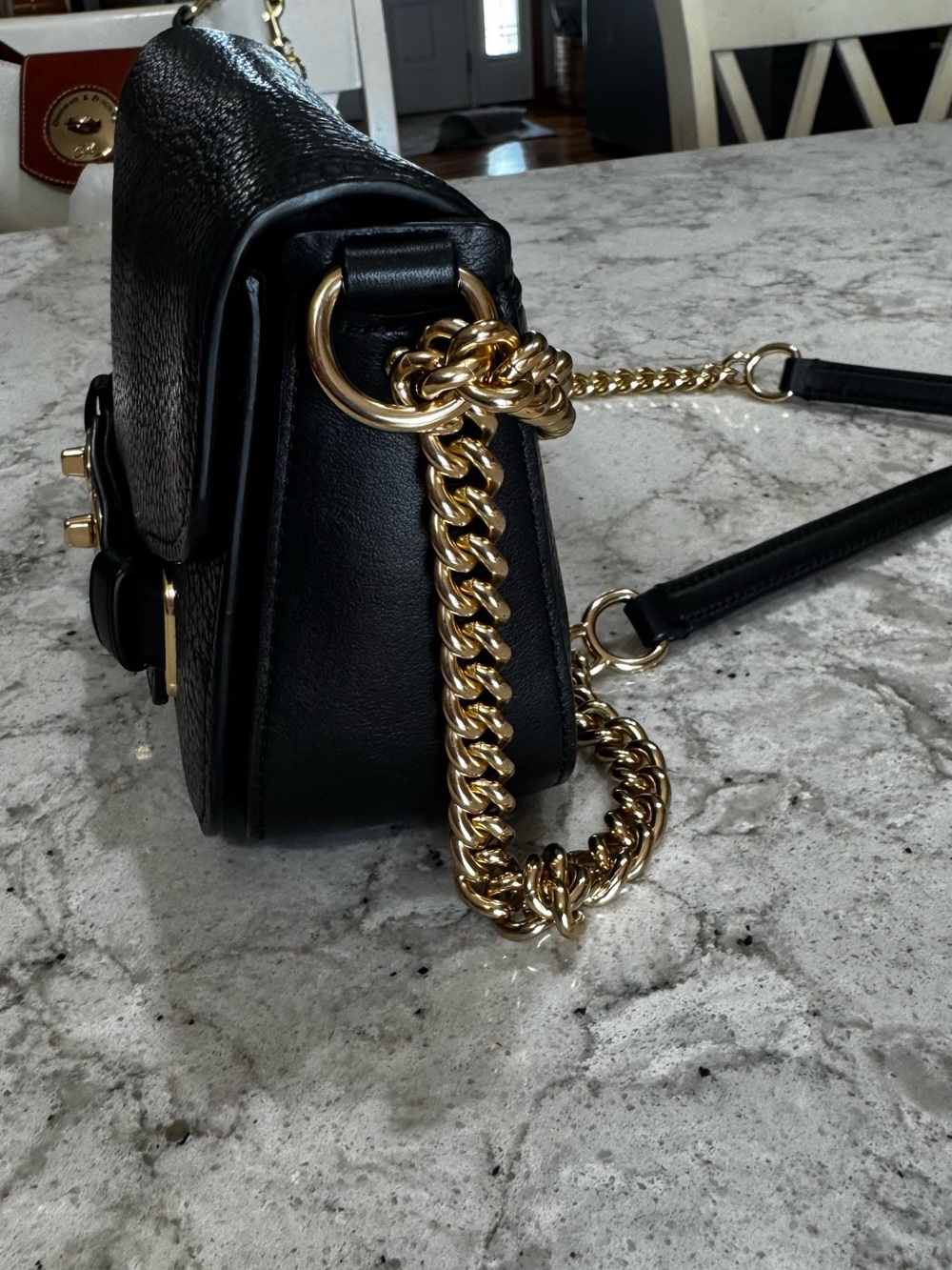 Coach Blake in Black Pebbled Leather Shoulder Bag with Gold Chain - Picture 7 of 16